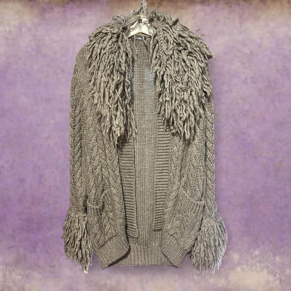 Cozy Grey Cable Knit Cardigan